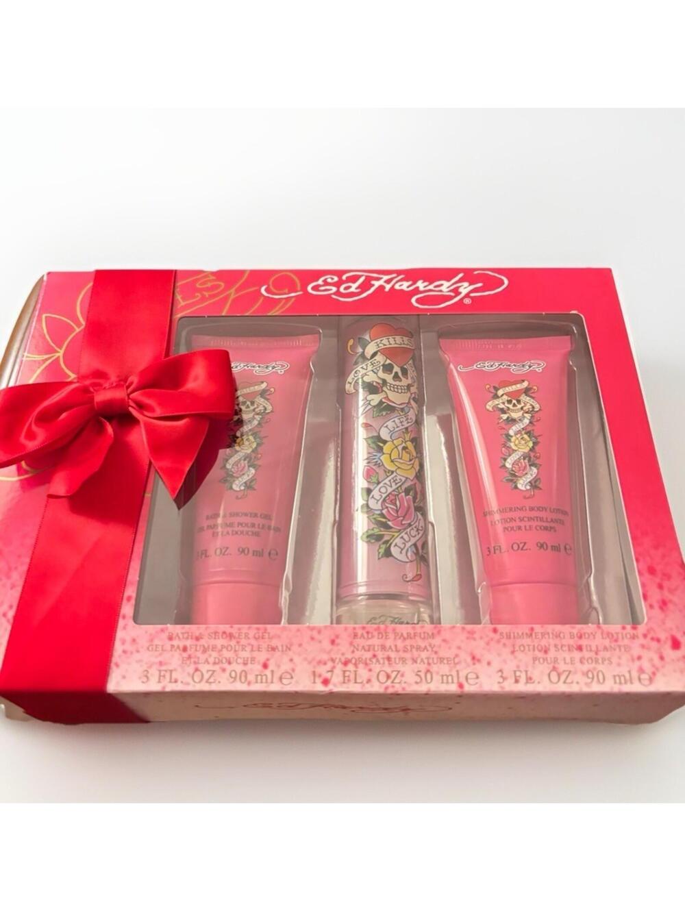 ED HARDY Love Kills Slowly 3pc Set EDP 50ml + Lotion 90ml + Shower Gel 90ml New